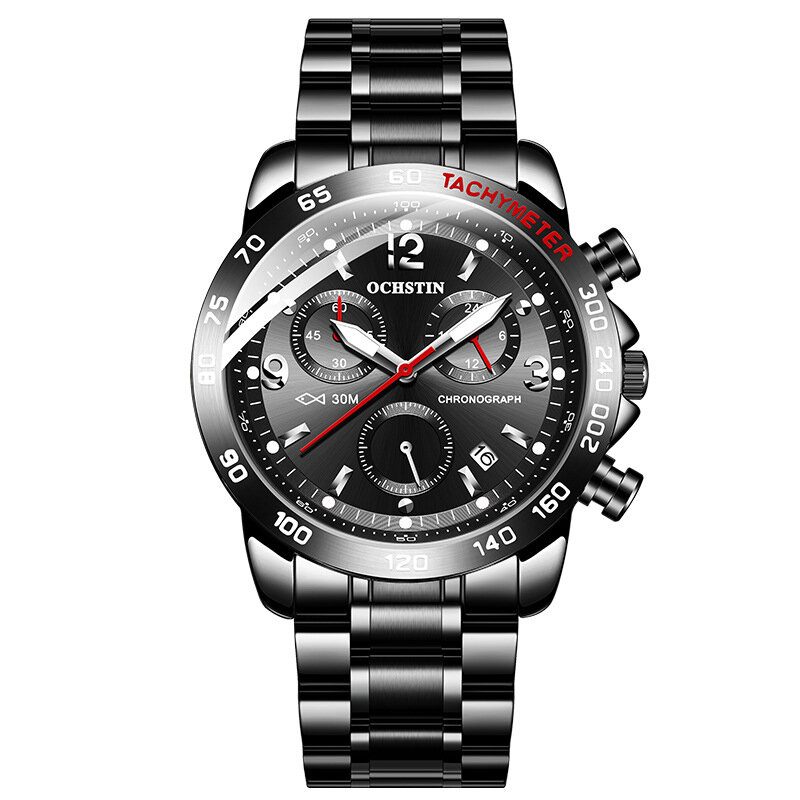 Vanntett Casual Style Herre Armbåndsur Full Steel Chronograph Quartz Watch