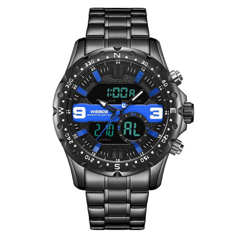 Weide Wh8502 Business Style Dual Display Watch Lcd Digital Chronograph 3atm Vanntett Herreklokke