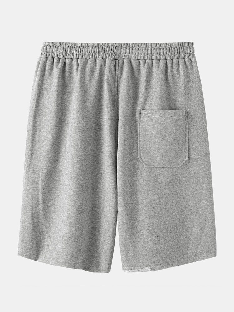 Bomull Herre Ensfarget Pocket Snøring Overalls Løse Shorts