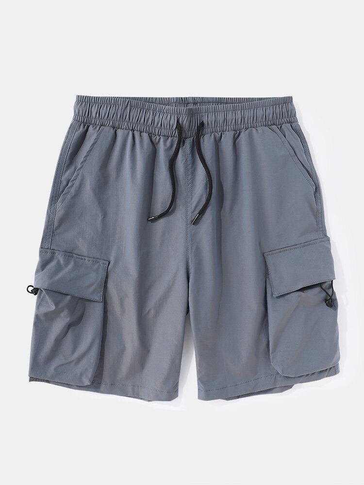 Casual Cargo-shorts Med Snøring For Menn Med Stor Lomme