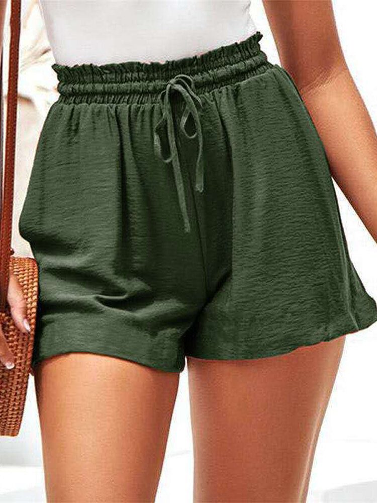 Dame Sommer Elastisk Midje Ruffle Casual Wild Shorts