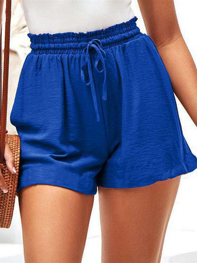 Dame Sommer Elastisk Midje Ruffle Casual Wild Shorts