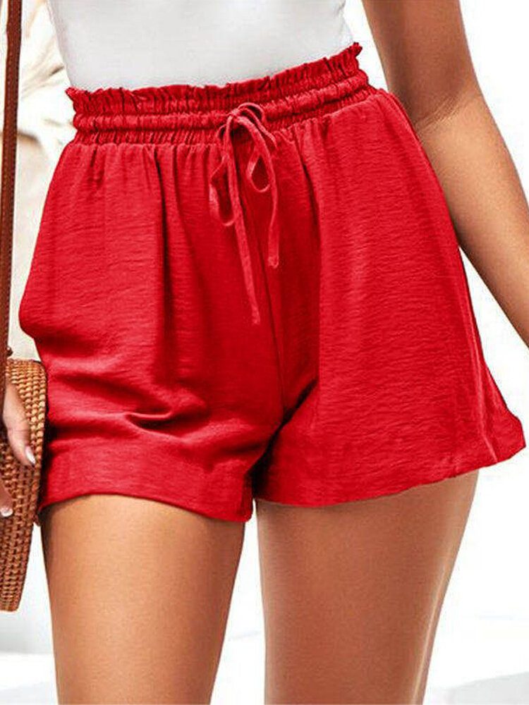 Dame Sommer Elastisk Midje Ruffle Casual Wild Shorts