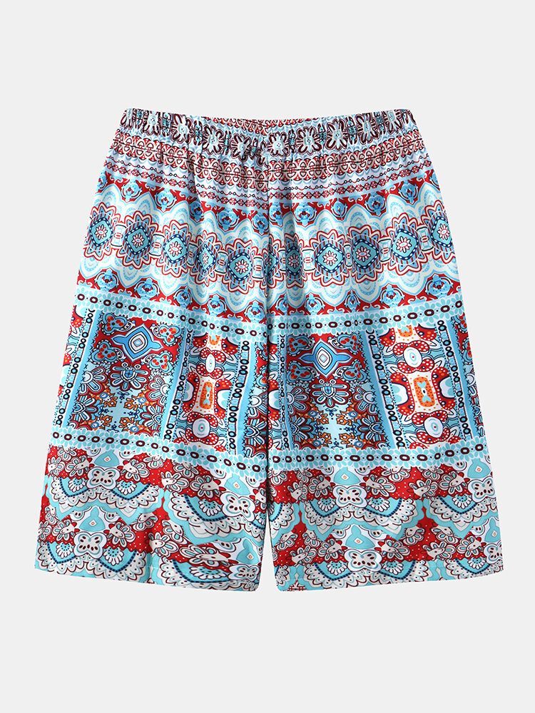 Etnisk Stil For Menn Print Med Snøring Holiday Casual Shorts Med Lomme