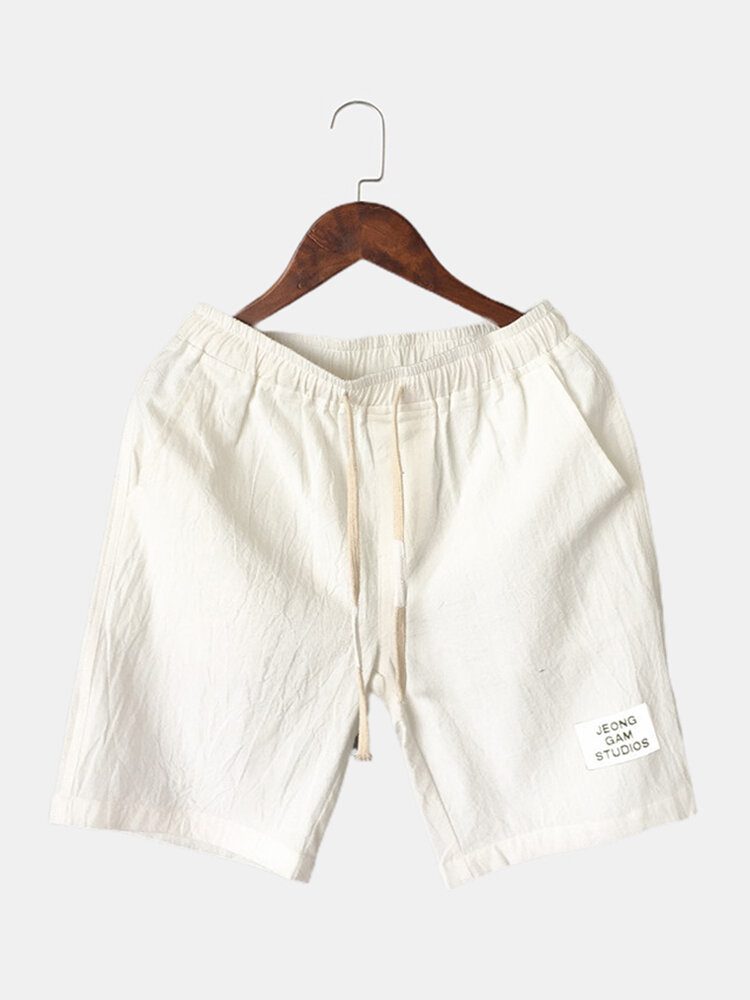 Herre Bomull Ensfarge Liten Tag Snøring Casual Shorts Med Lomme