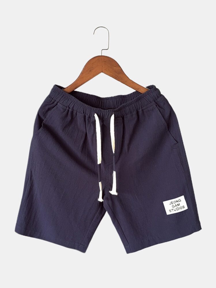 Herre Bomull Ensfarge Liten Tag Snøring Casual Shorts Med Lomme