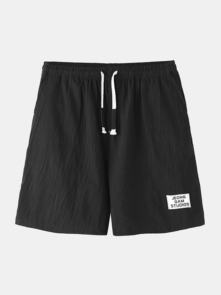 Herre Bomull Ensfarge Liten Tag Snøring Casual Shorts Med Lomme