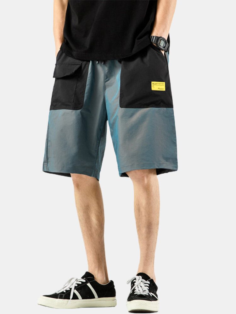 Herre Casual Elastisk Midje Color Block Lommer Cargo Shorts