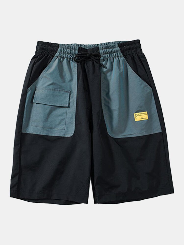 Herre Casual Elastisk Midje Color Block Lommer Cargo Shorts