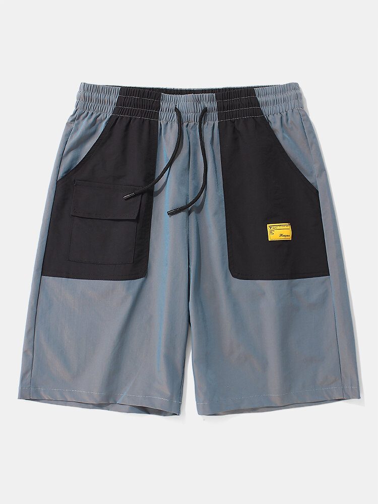 Herre Casual Elastisk Midje Color Block Lommer Cargo Shorts