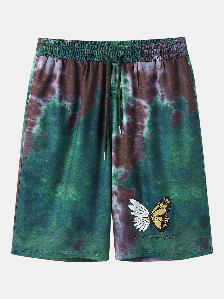 Herre Tie Dye Butterfly Print Elastisk Midje Shorts