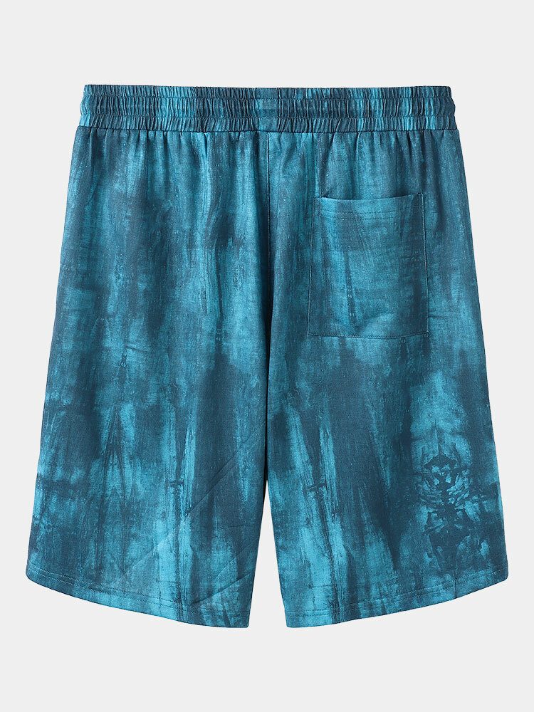 Herre Tie Dye Flower Print Elastisk Midjeshorts