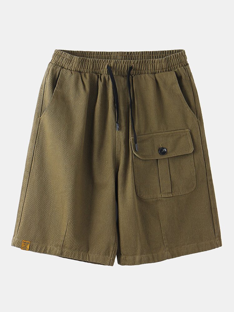 Uformelt Bomullssnøre For Menn Cargo-shorts Med Flere Lommer