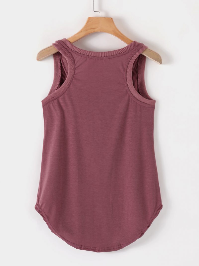 Casual Letter Print Rund Hals Ermeløs Basic Tank Top