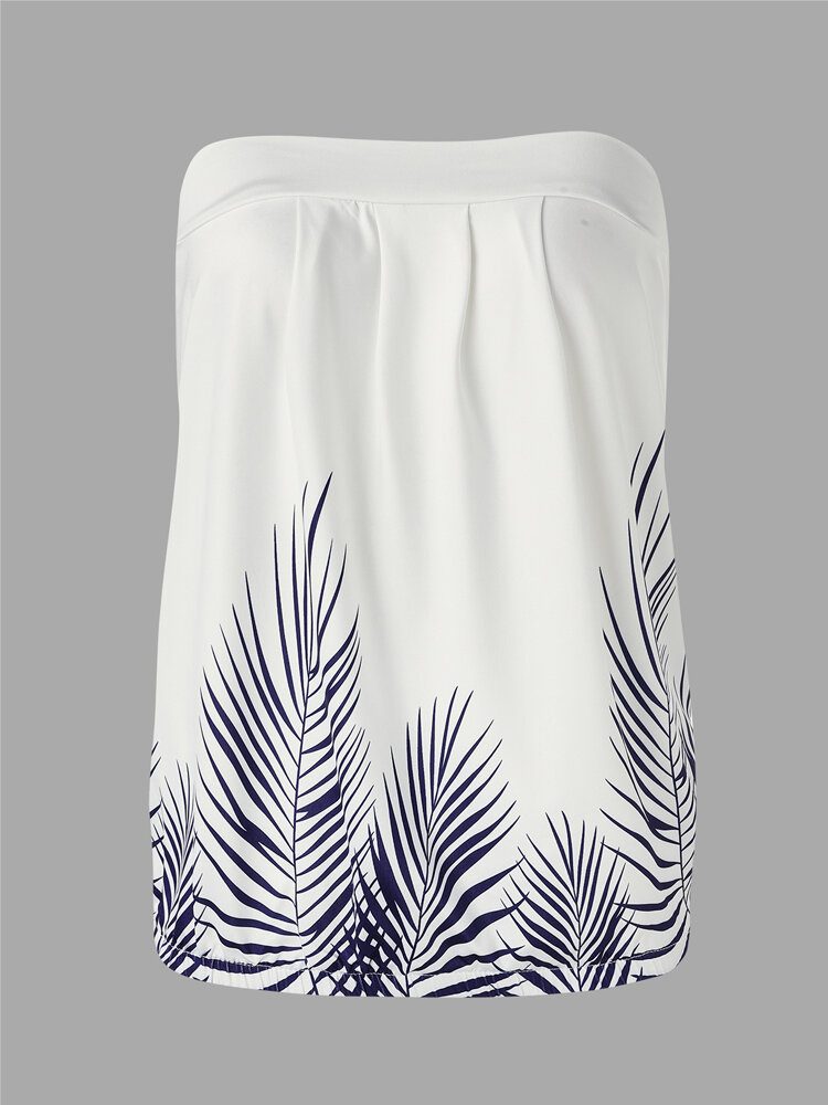 Dame Summer Leaf Print Stroppløs Ermeløs Tube Tank Top