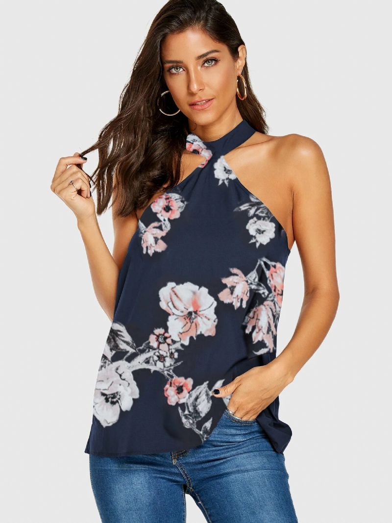 Kvinner Casual Tilfeldig Floral Print Halter Ermeløs Cami