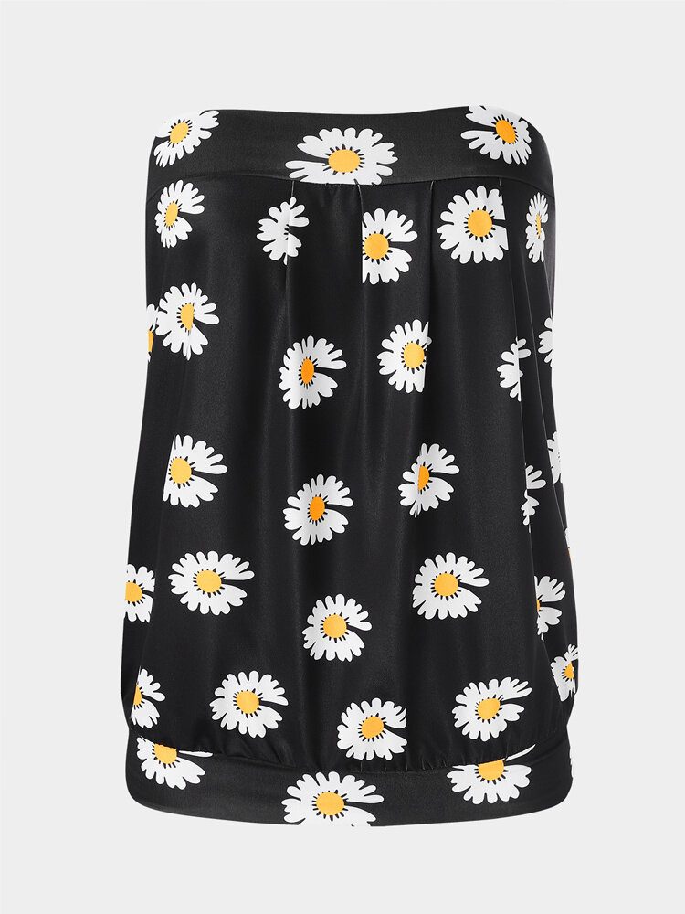 Small Daisies Print Stroppløs Ermeløs Holiday Beach Tube Tank Top