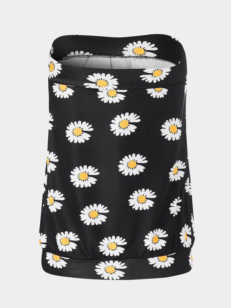 Small Daisies Print Stroppløs Ermeløs Holiday Beach Tube Tank Top