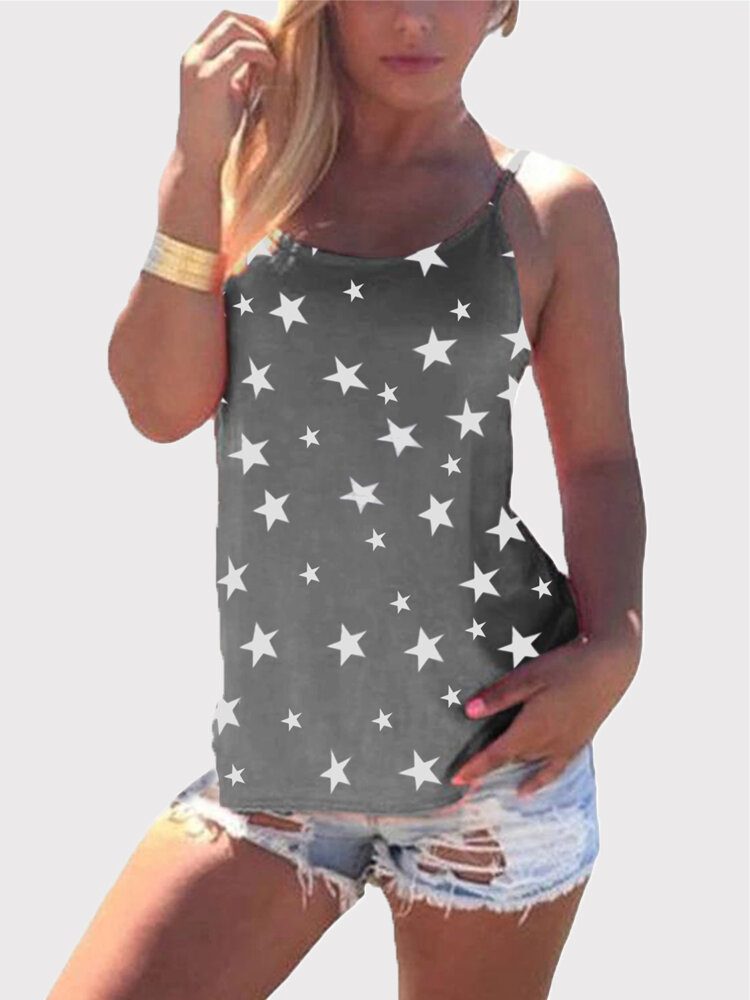 Stjernetrykk Tilbake Cross Sleeveless Sling Casual Wild Tank Top