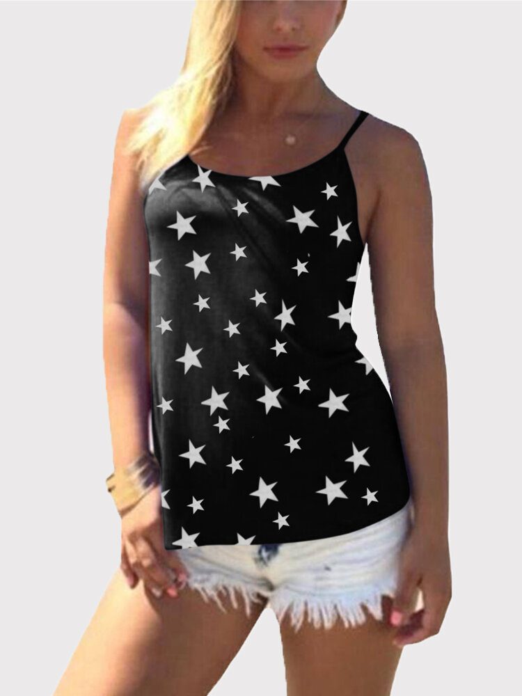 Stjernetrykk Tilbake Cross Sleeveless Sling Casual Wild Tank Top