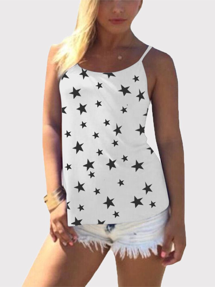 Stjernetrykk Tilbake Cross Sleeveless Sling Casual Wild Tank Top