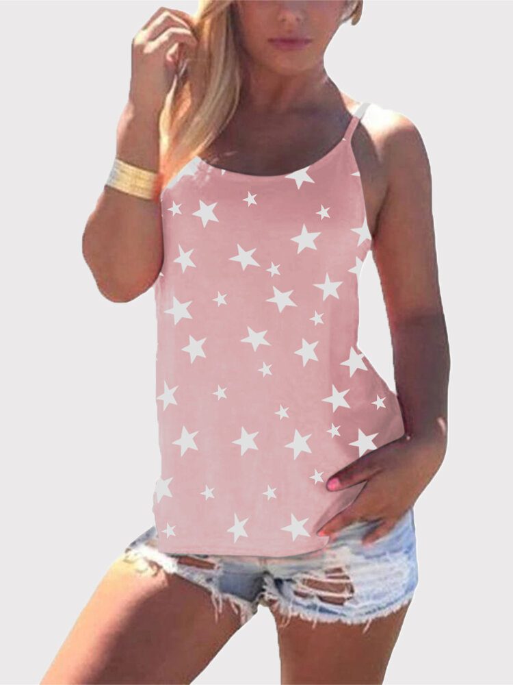 Stjernetrykk Tilbake Cross Sleeveless Sling Casual Wild Tank Top