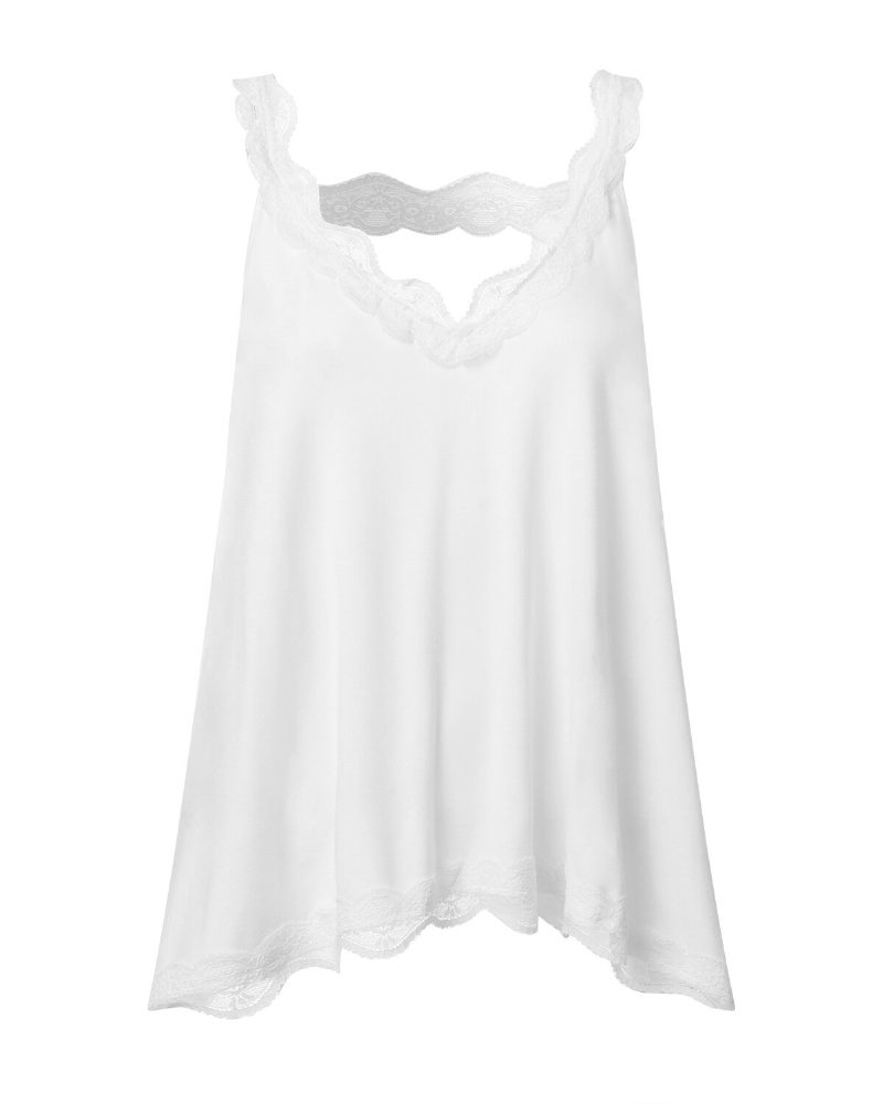 Uformell Sommer V-hals Blonde Patchwork Ermeløs Tank Top