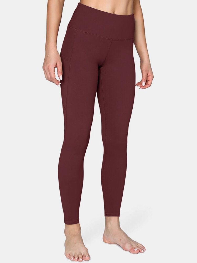 Dame Ensfarget Sidelomme Hip Lift Sport Yoga Legging