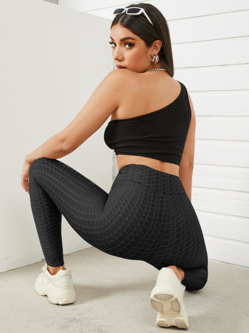 Dame Ensfarget Tekstur Sporty Elastisk Midje Super Stretch Leggings