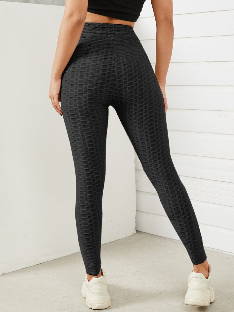 Dame Ensfarget Tekstur Sporty Elastisk Midje Super Stretch Leggings