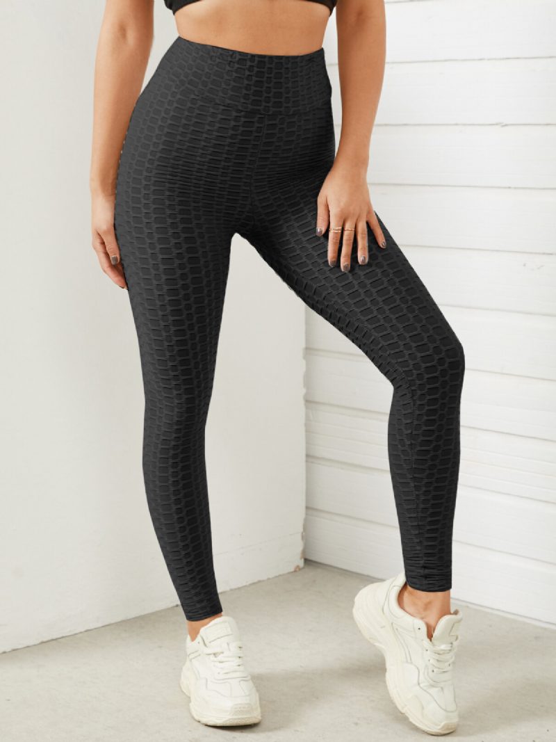 Dame Ensfarget Tekstur Sporty Elastisk Midje Super Stretch Leggings