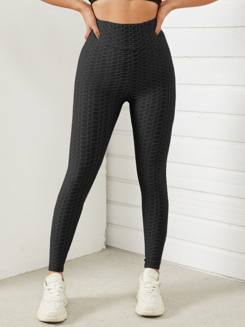 Dame Ensfarget Tekstur Sporty Elastisk Midje Super Stretch Leggings