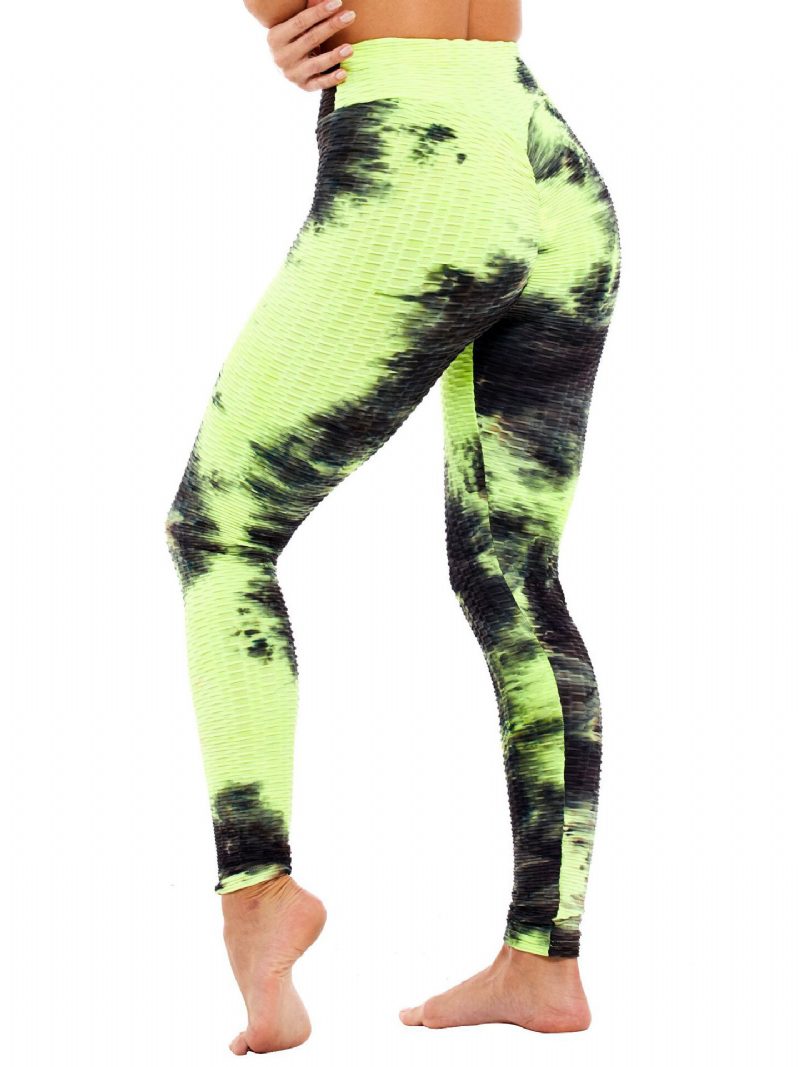 Tie-dye Random Print Høy Midje Slank Sport Yoga Casual Leggings For Kvinner