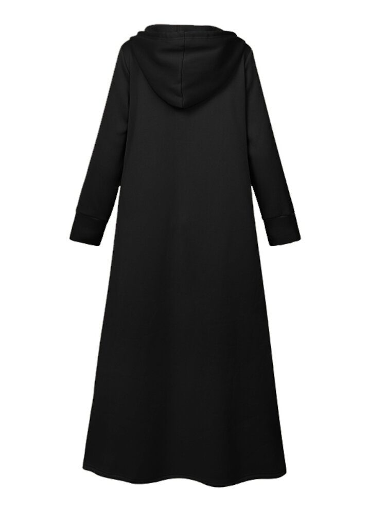 Dame Abaya Kaftan Hette Ensfarget Ankellengde Uformelle Midi-kjoler