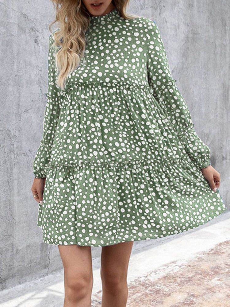 Kvinner Bohemian Retro Knelengde Polka Dots Uformelle Midi-kjoler