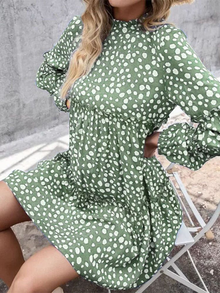 Kvinner Bohemian Retro Knelengde Polka Dots Uformelle Midi-kjoler