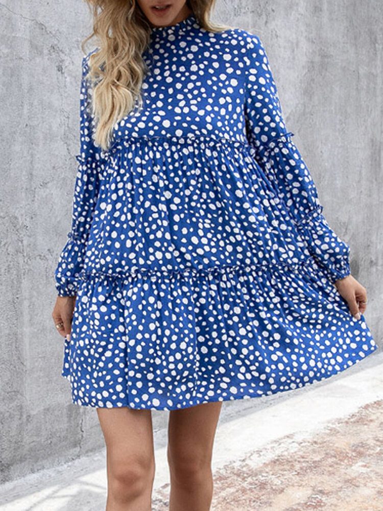 Kvinner Bohemian Retro Knelengde Polka Dots Uformelle Midi-kjoler