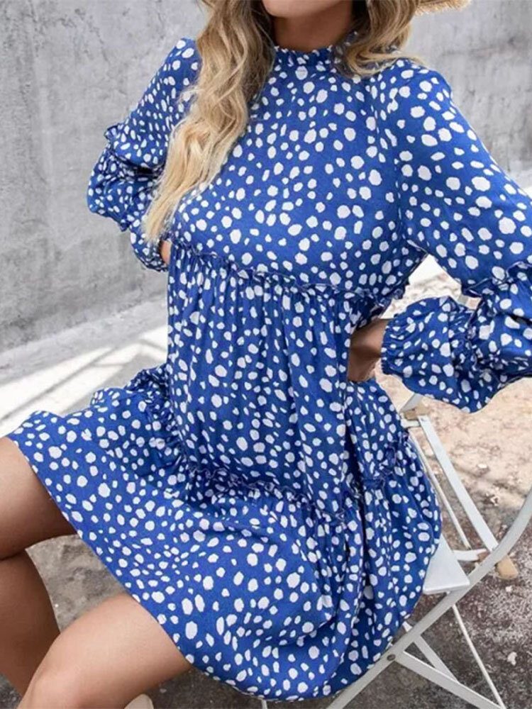 Kvinner Bohemian Retro Knelengde Polka Dots Uformelle Midi-kjoler