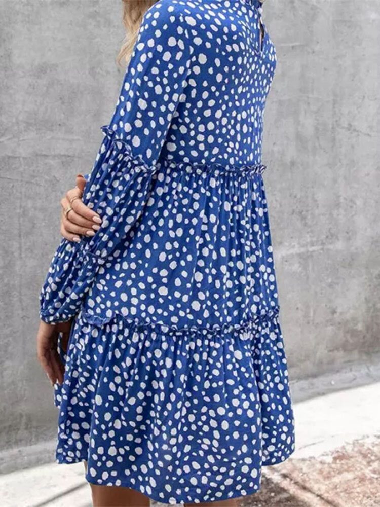 Kvinner Bohemian Retro Knelengde Polka Dots Uformelle Midi-kjoler