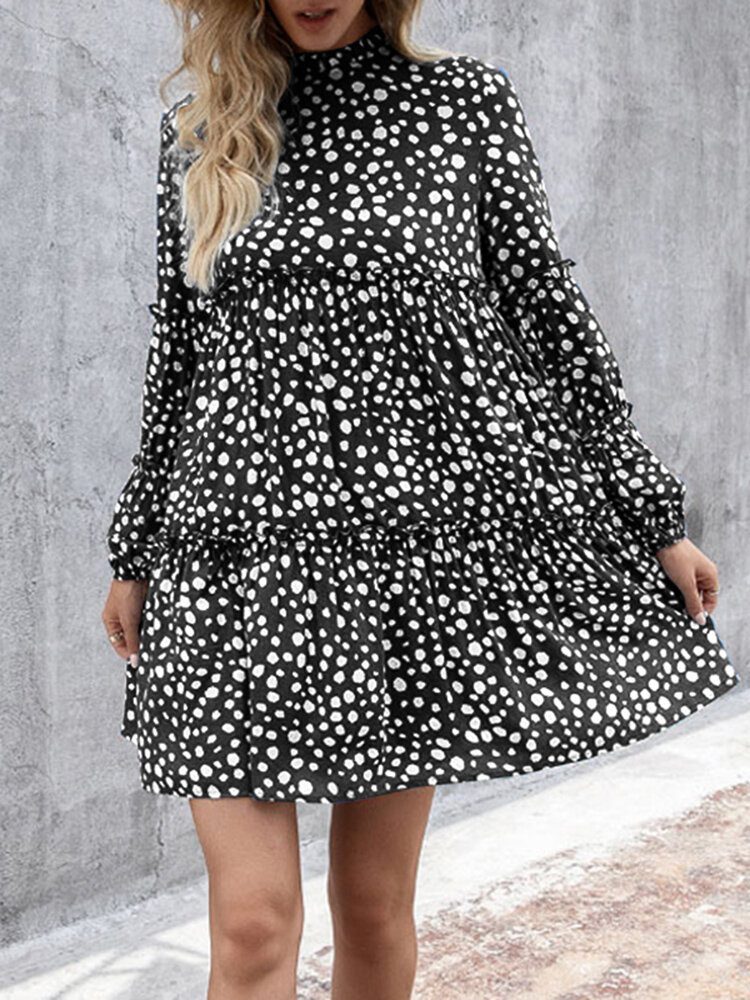 Kvinner Bohemian Retro Knelengde Polka Dots Uformelle Midi-kjoler