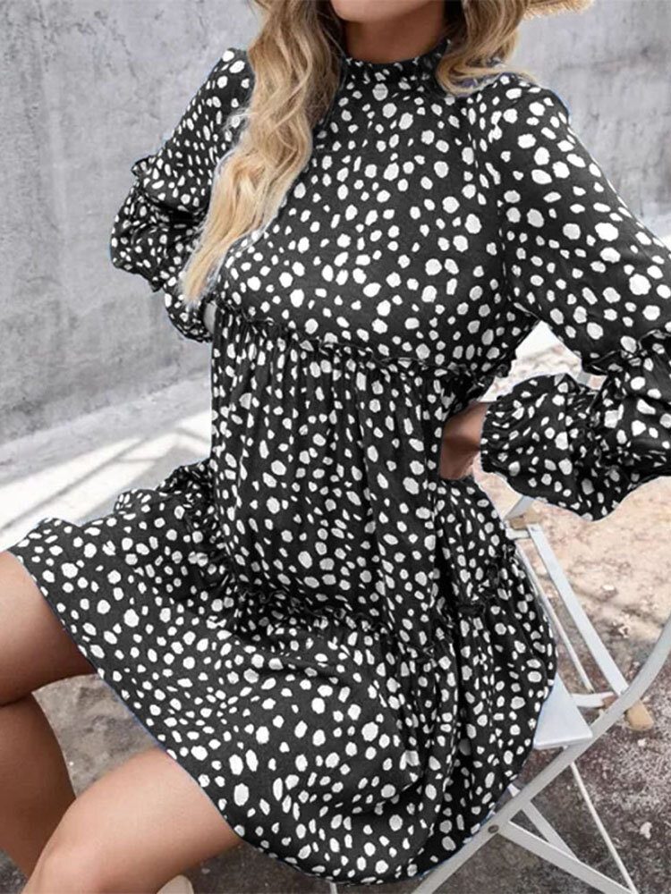 Kvinner Bohemian Retro Knelengde Polka Dots Uformelle Midi-kjoler