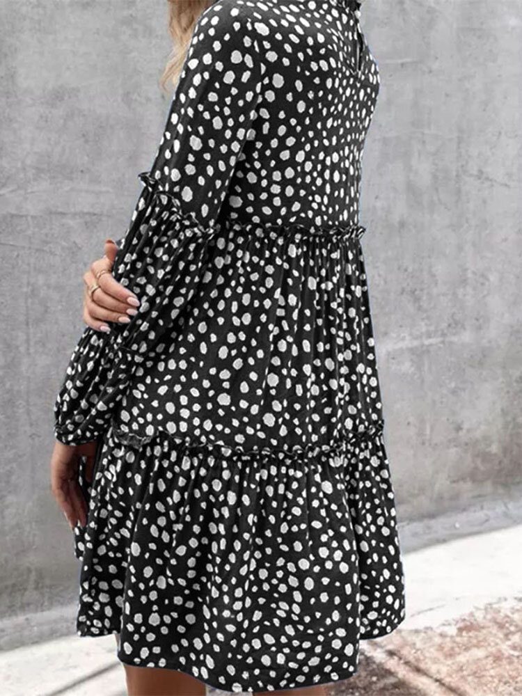 Kvinner Bohemian Retro Knelengde Polka Dots Uformelle Midi-kjoler