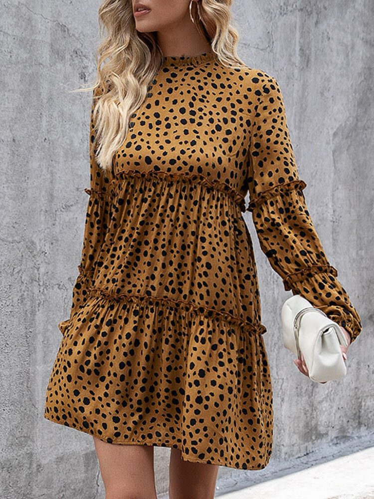 Kvinner Bohemian Retro Knelengde Polka Dots Uformelle Midi-kjoler