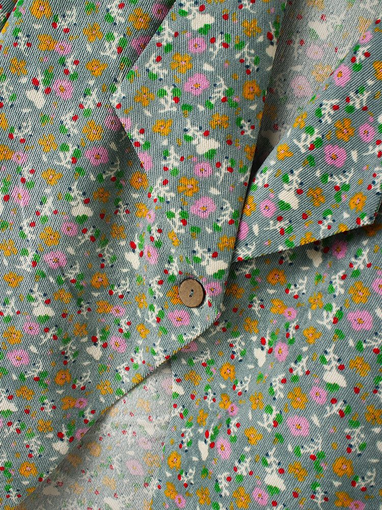 Bohemian Floral Print 3/4-lange Ermer Uformell Jakke For Kvinner