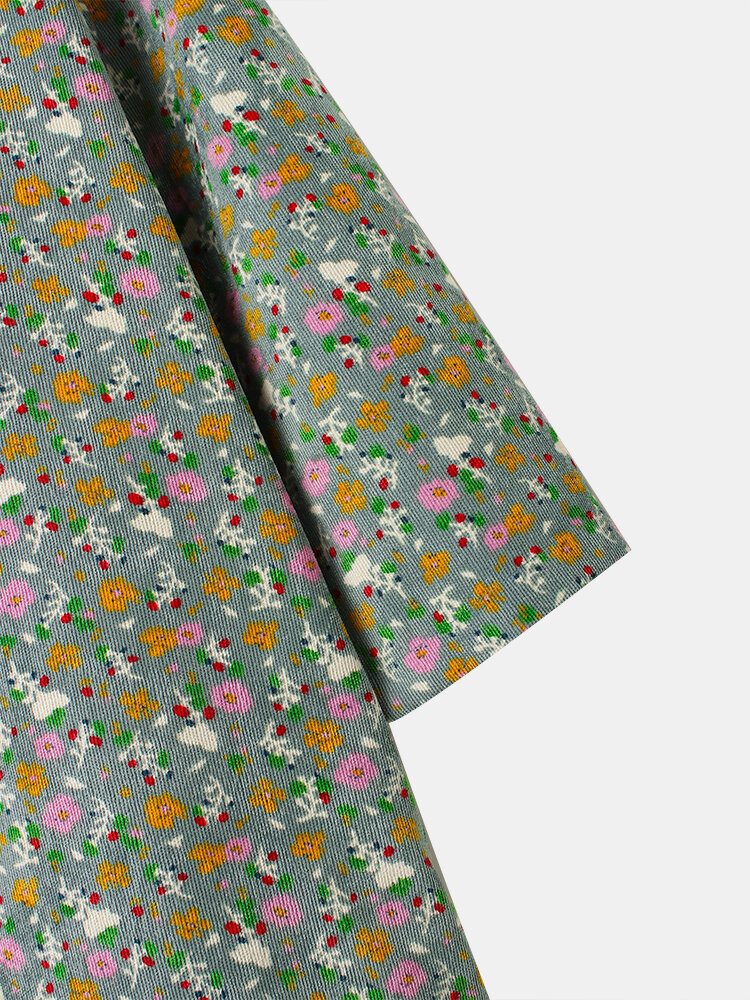 Bohemian Floral Print 3/4-lange Ermer Uformell Jakke For Kvinner