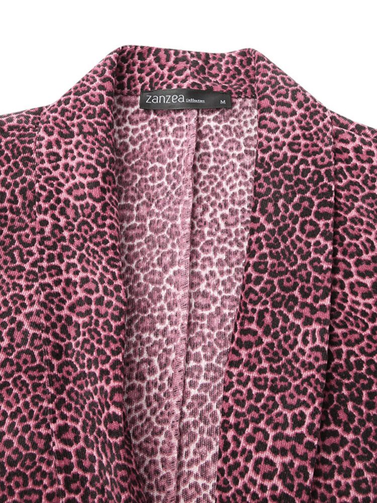 Leopardtrykt Corduroy Europeisk Mansjettdress For Kvinner