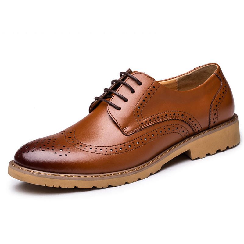 Brogue Utskåret Business Casual Oxfords I Ekte Skinn