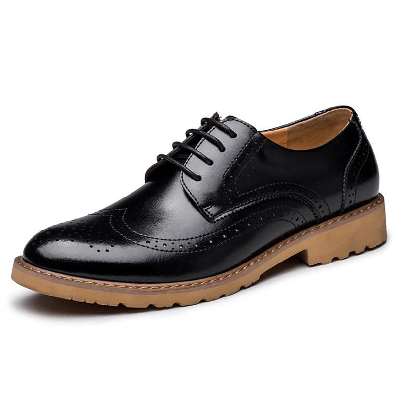 Brogue Utskåret Business Casual Oxfords I Ekte Skinn