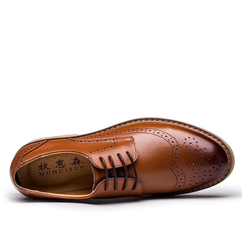 Brogue Utskåret Business Casual Oxfords I Ekte Skinn