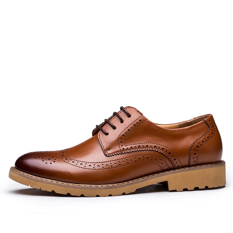 Brogue Utskåret Business Casual Oxfords I Ekte Skinn